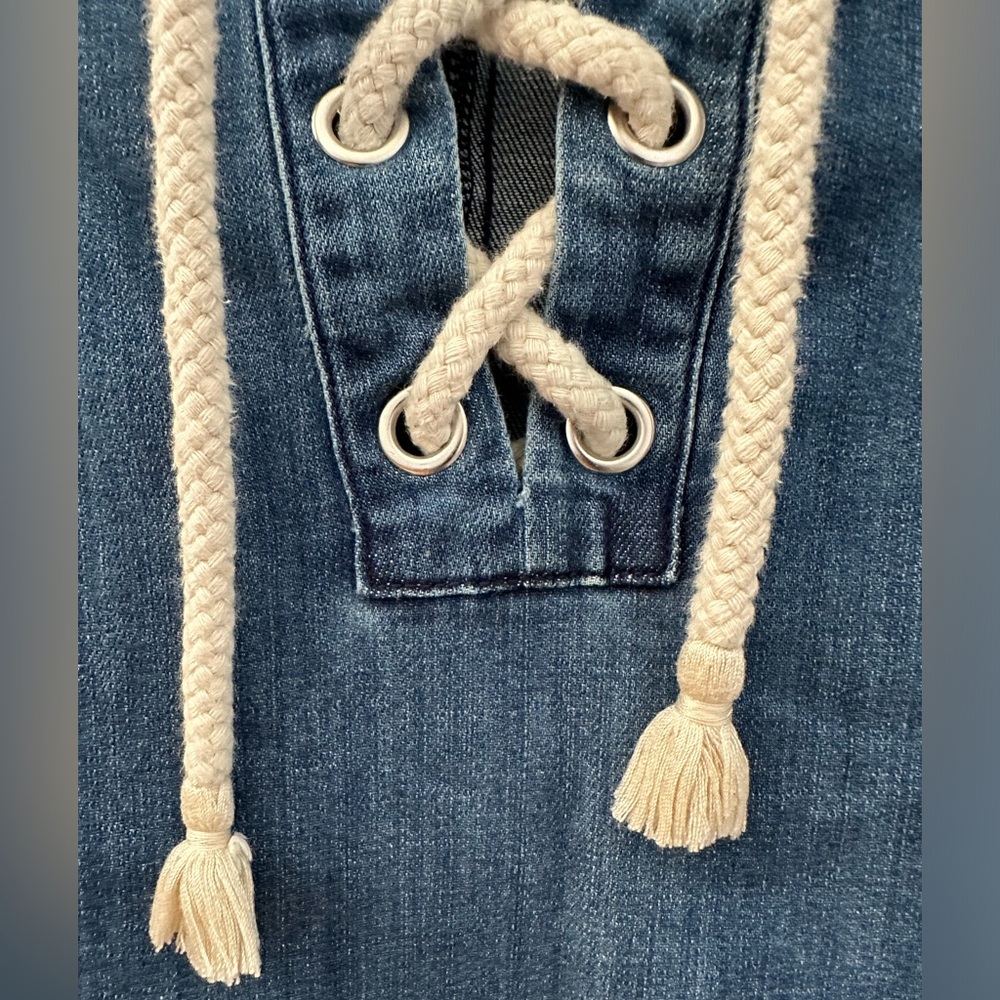 Aerie Nautical Rope Lace-Up Denim Dress - Picture 2 of 6